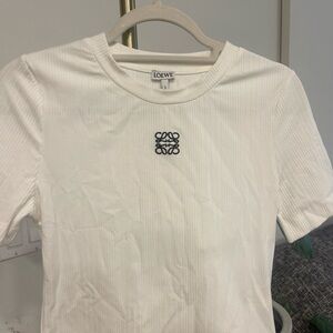 Loewe Ribbed White Tee with Black Logo